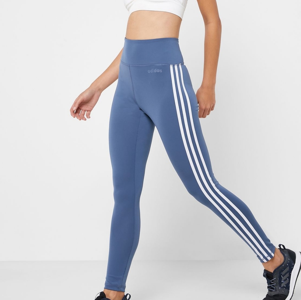 NEW ADIDAS Blue High Rise 2 Move 3 Stripes Leggings sz M